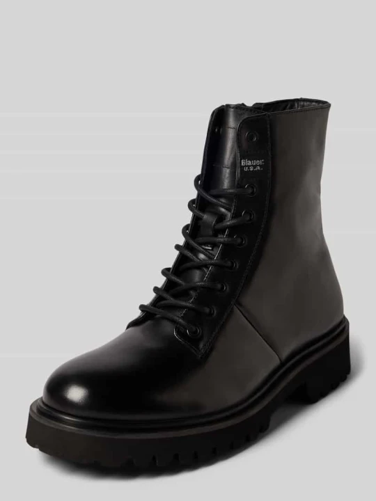 Zdjęcie produktu Kozaki sznurowane z detalami z logo model ‘BUXTON’ Blauer Usa Czarny