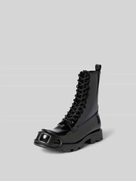 Zdjęcie produktu Kozaki sznurowane z detalem z logo Diesel Czarny