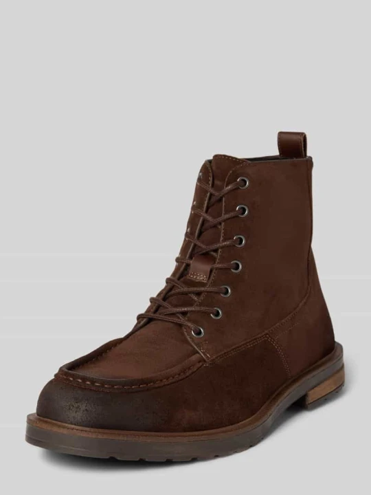 Zdjęcie produktu Kozaki sznurowane z naturalnej skóry welurowej Tommy Hilfiger Średniobrązowy