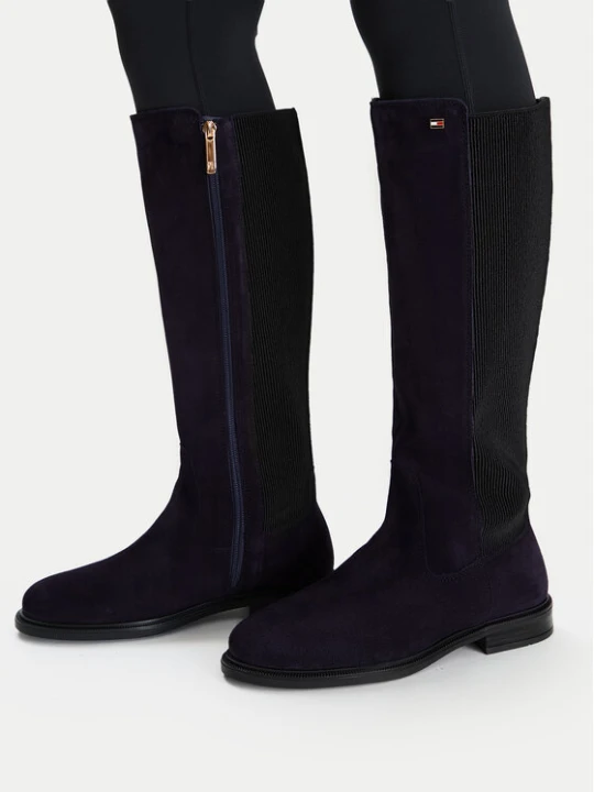 Zdjęcie produktu Kozaki Tommy Hilfiger Enamel Flag Suede High Chelsea FW0FW09574 Granatowy
