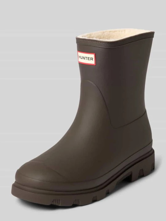 Zdjęcie produktu Kozaki z detal z logo Hunter Ciemnobrązowy