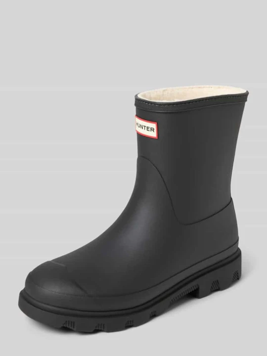 Zdjęcie produktu Kozaki z detalem z logo Hunter Czarny