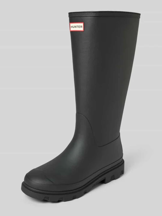 Zdjęcie produktu Kozaki z detalem z logo Hunter Czarny