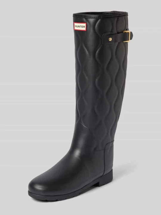 Zdjęcie produktu Kozaki z detalem z logo Hunter Czarny