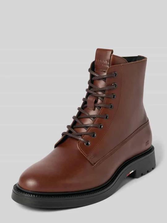 Zdjęcie produktu Kozaki ze skóry naturalnej z zamkiem błyskawicznym Tommy Hilfiger Koniakowy