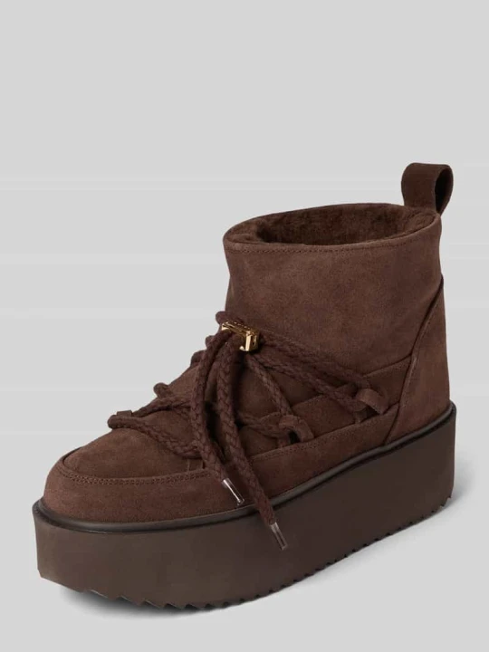 Zdjęcie produktu Kozaki ze skóry z podeszwą na platformie model 'CLASSIC LOW PLATFORM' Inuikii Ciemnobrązowy