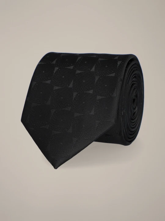 Zdjęcie produktu Krawat Czarny Wzór Geometryczny Lancerto