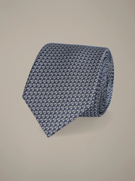 Zdjęcie produktu Krawat Granatowo-Szary Wzór Geometryczny Lancerto
