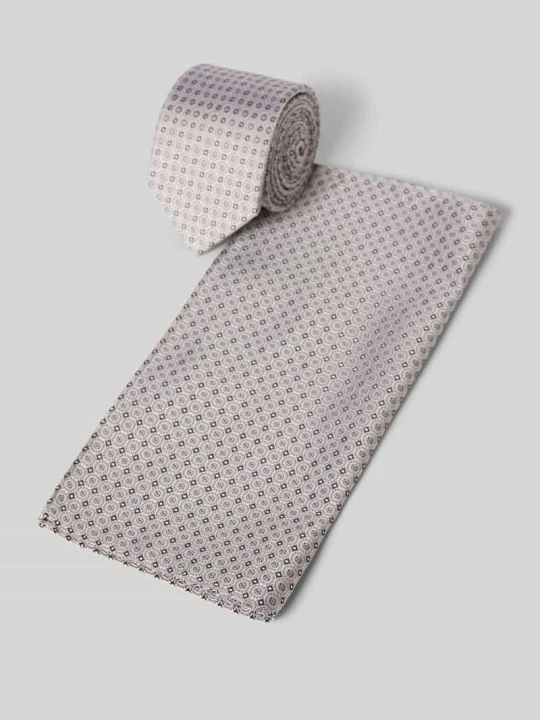 Zdjęcie produktu krawat i poszetka w zestaw z jedwab Prince Bowtie Piaskowy