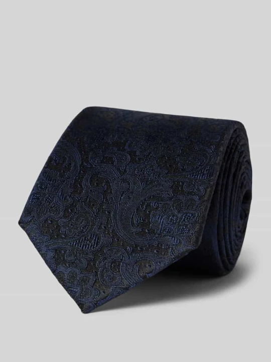 Zdjęcie produktu Krawat jedwabny ze wzorem paisley Monti Granatowy