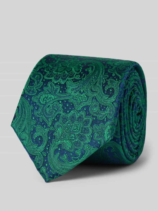 Zdjęcie produktu Krawat jedwabny ze wzorem paisley Monti Zielony