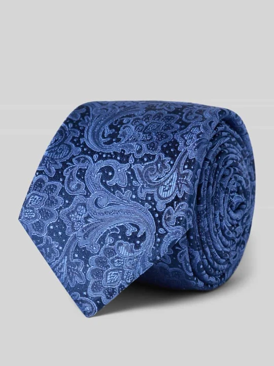 Zdjęcie produktu Krawat jedwabny ze wzorem paisley Monti Niebieski