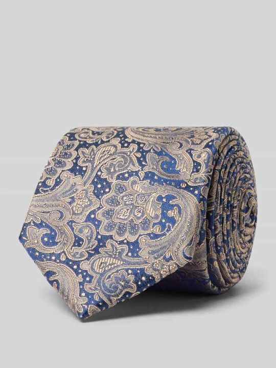 Zdjęcie produktu Krawat jedwabny ze wzorem paisley Monti Beżowy