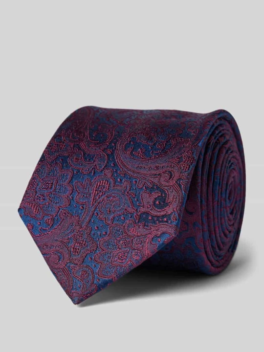 Zdjęcie produktu Krawat jedwabny ze wzorem paisley Monti Bordowy