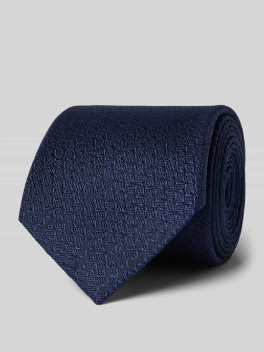 Zdjęcie produktu Krawat z jedwabiu z fakturowanym wzorem (8 cm) JOOP! Granatowy