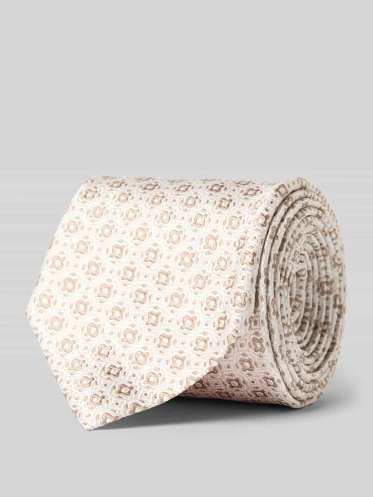 Zdjęcie produktu Krawat z jedwabiu w wzór na całej powierzchni (7 cm) Monti Piaskowy