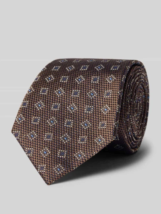 Zdjęcie produktu Krawat z jedwabiu w całościowym wzorze (8 cm) JOOP! Czekoladowy
