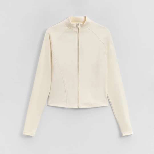 Zdjęcie produktu Kremowa bluza rozpinana slim fit z reglanowym rękawem House kremowy
