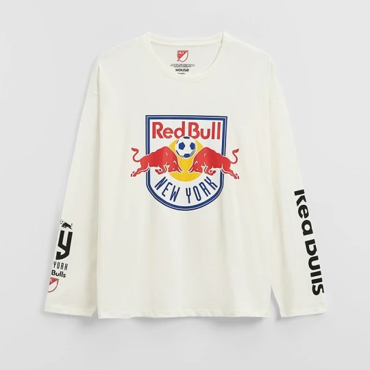 Zdjęcie produktu Kremowa koszulka z długim rękawem i nadrukami New York Red Bulls House kremowy