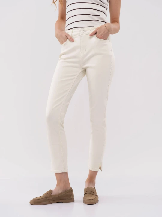 Zdjęcie produktu Kremowe jeansy, Slim Cropped, D-BLU Volcano Beżowy