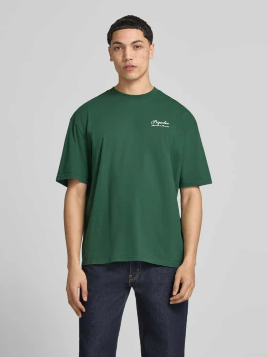 Zdjęcie produktu krój oversized fit t-shirt z detal z logo model 'Morcote' Pegador Ciemnozielony