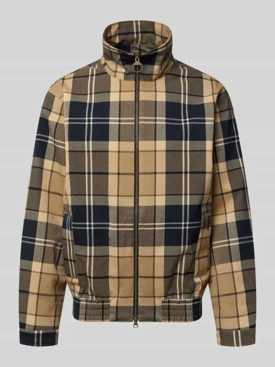 Zdjęcie produktu kroj regular fit bomberka z mieszanki wiskozy model 'Tartan Showerproo' Barbour Beżowy