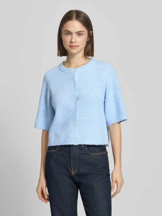Zdjęcie produktu Krój regular fit kardigan rozpinany z dodatkiem wełny model 'SILLY' Pieces Jasnoniebieski melanż
