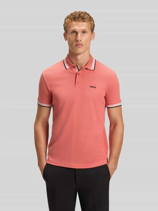 Zdjęcie produktu krój regular fit kołnierzyk polo z czystej bawełny model 'PADDY' Boss Koralowy