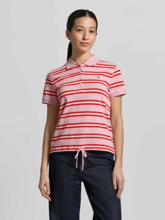 Zdjęcie produktu krój regular fit Koszulka polo z mieszanki bawełny Tommy Hilfiger Mocnoróżowy