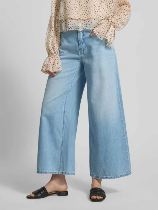 Zdjęcie produktu krój regular fit krój loose fit dżinsy z czystej bawełny model 'PALAZZO' CAMBIO Jeansowy niebieski