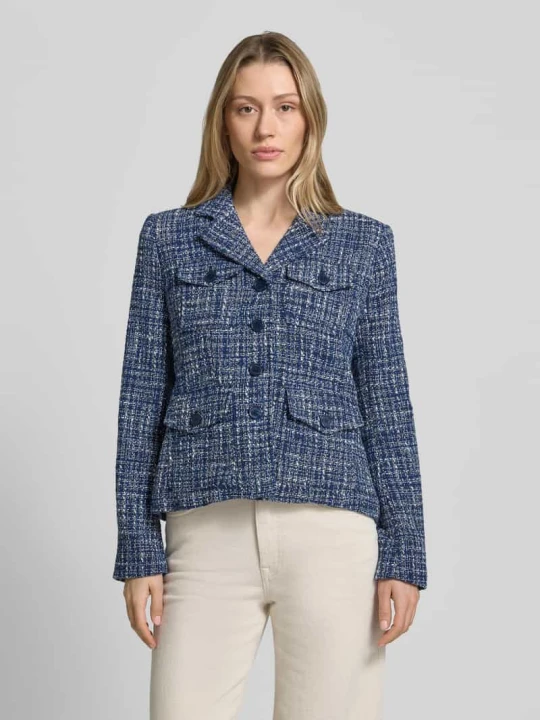 Zdjęcie produktu Krój regular fit krótki blezer z mieszanki bawełny Lauren Ralph Lauren Granatowy melanż
