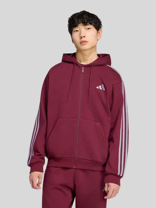 Zdjęcie produktu kurtka z kapturem o kroju regular fit z paskami 3-Stripes Adidas Ciemnoczerwony