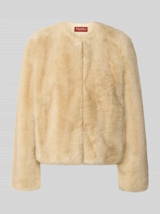 Zdjęcie produktu kroj regular fit kurtka ze sztucznego futra z okrągłym dekoltem model 'PALCHI' Max Mara Beżowy