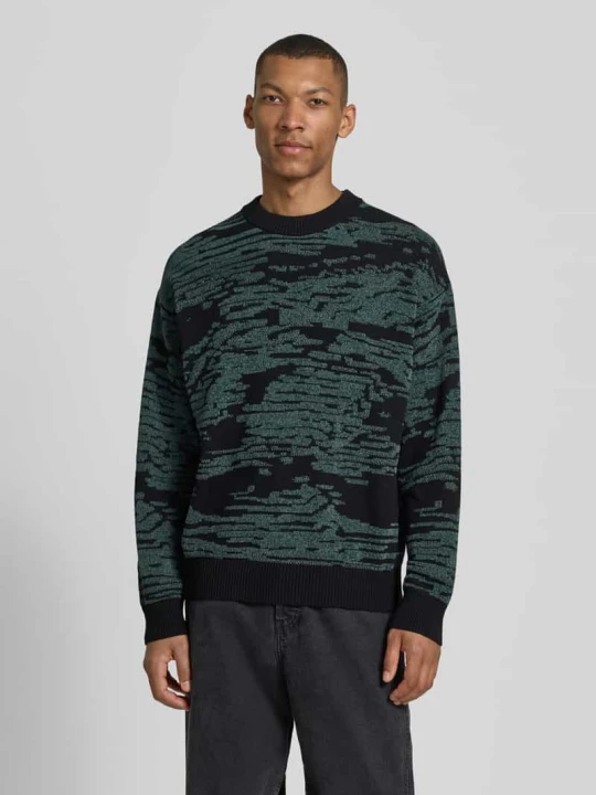 Zdjęcie produktu Krój regular fit sweter dzianinowy z graficznym wzorem żakardowym model 'Andscape' Boss Czarny