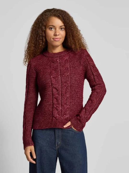 Zdjęcie produktu Krój regular fit sweter z dzianiny z dodatkiem wełny model „NINA” Pieces Ciemnoczerwony melanż