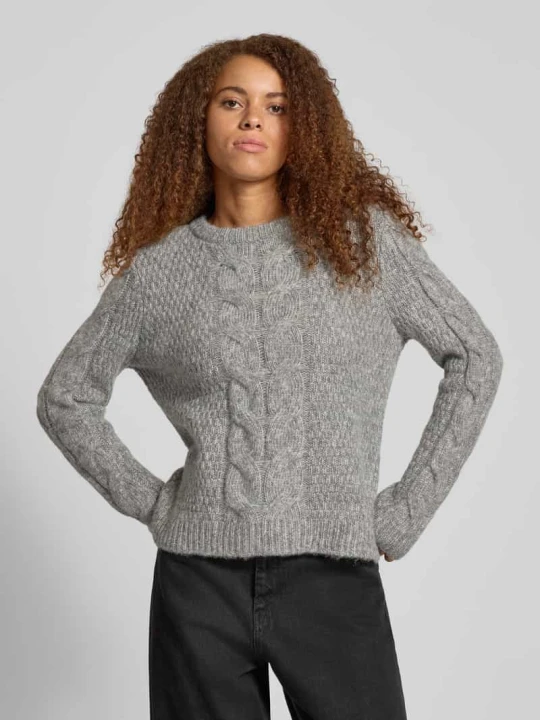 Zdjęcie produktu Krój regular fit sweter z dzianiny z dodatkiem wełny model „NINA” Pieces Grafitowy