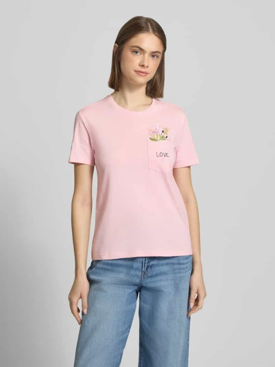Zdjęcie produktu krój regular fit t-shirt z czystej bawełny ekologicznej model 'POLLY' Only Jasnoróżowy