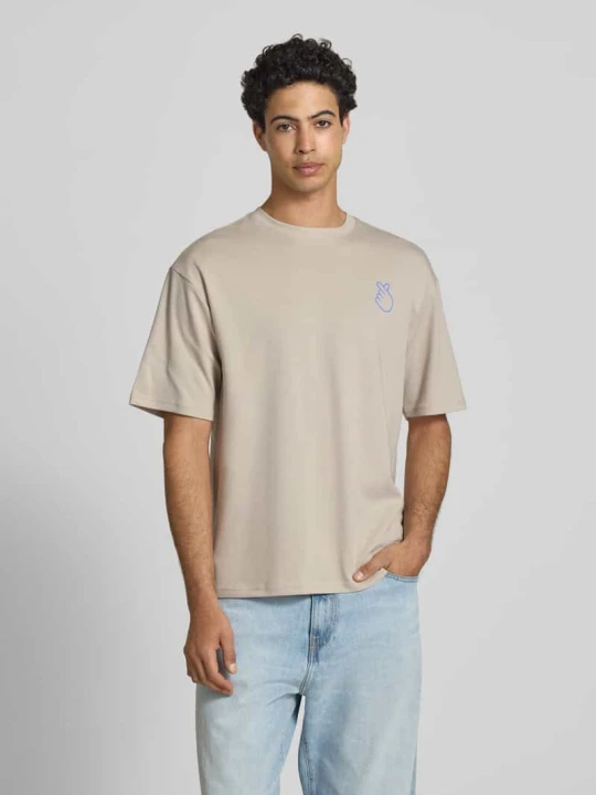 Zdjęcie produktu krój regular fit t-shirt z czystej bawełny model 'CASPIAN AIRFLEX AMORE' Only & Sons Beżowy