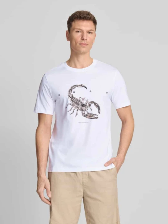 Zdjęcie produktu T-shirt o kroju regular fit z czystej bawełny model 'DISCORB' Hugo Biały