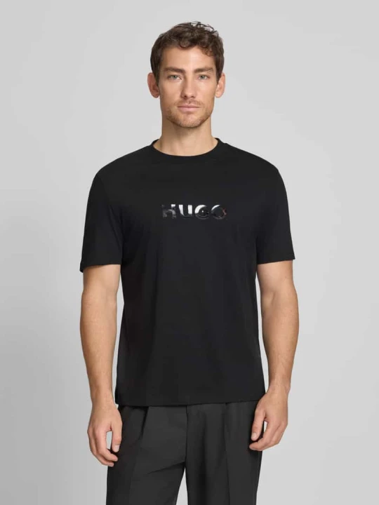 Zdjęcie produktu krój regular fit t-shirt z czystej bawełny model 'DUMEO' Hugo Czarny