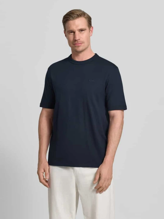 Zdjęcie produktu krój regular fit t-shirt z czystej bawełny model 'H-TAUT 15' Boss Granatowy