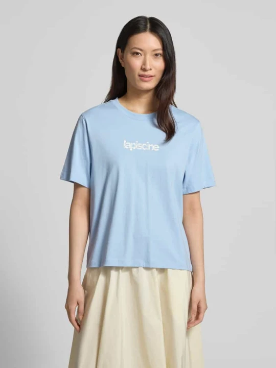Zdjęcie produktu krój regular fit t-shirt z czystej bawełny model 'MACY' Selected Jasnoniebieski