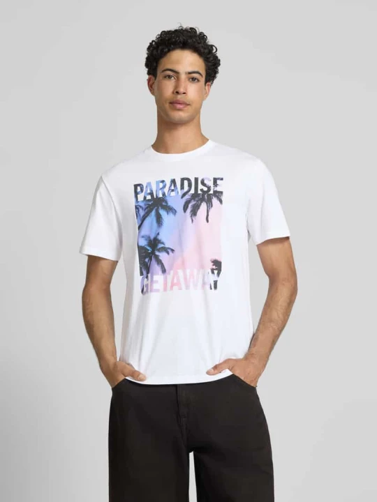 Zdjęcie produktu krój regular fit t-shirt z czystej bawełny model 'MAGDY LIFE' Only & Sons Biały