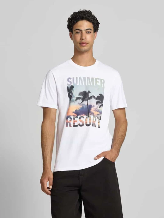 Zdjęcie produktu krój regular fit t-shirt z czystej bawełny model 'MAGDY LIFE' Only & Sons Biały