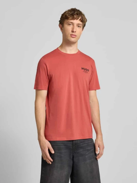 Zdjęcie produktu krój regular fit t-shirt z czystej bawełny model 'NESPTEE' Hugo Jasnoczerwony