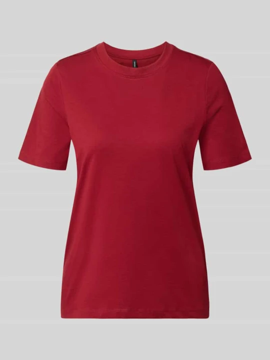 Zdjęcie produktu krój regular fit t-shirt z czystej bawełny model 'PAULINA' Vero Moda Czerwony