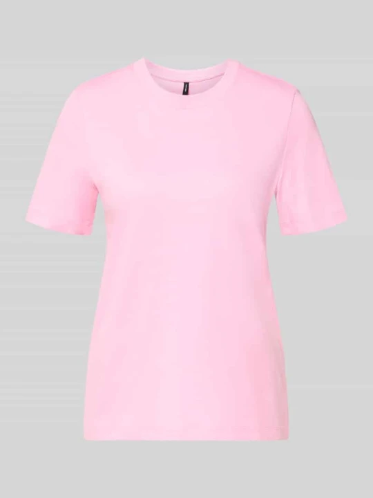 Zdjęcie produktu krój regular fit t-shirt z czystej bawełny model 'PAULINA' Vero Moda Mocnoróżowy