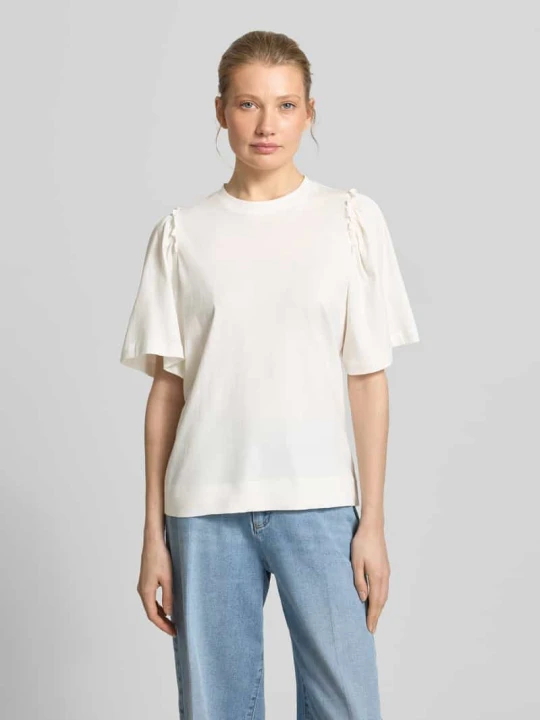 Zdjęcie produktu krój regular fit t-shirt z czystej bawełny model 'PENELOPE' Selected Biały