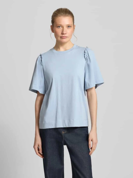 Zdjęcie produktu krój regular fit t-shirt z czystej bawełny model 'PENELOPE' Selected Jasnoniebieski