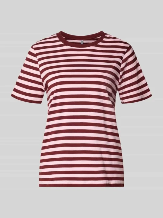 Zdjęcie produktu krój regular fit t-shirt z czystej bawełny model 'RIA' Pieces Bordowy